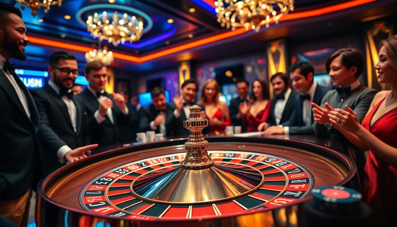 Capturant l'excitation d'un site de casino en ligne avec des jetons de poker et une roulette dans un casino luxueux.