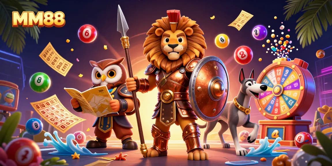 Experience the thrill of betting at MM88 with a vibrant 3D scene showcasing engaging game elements.