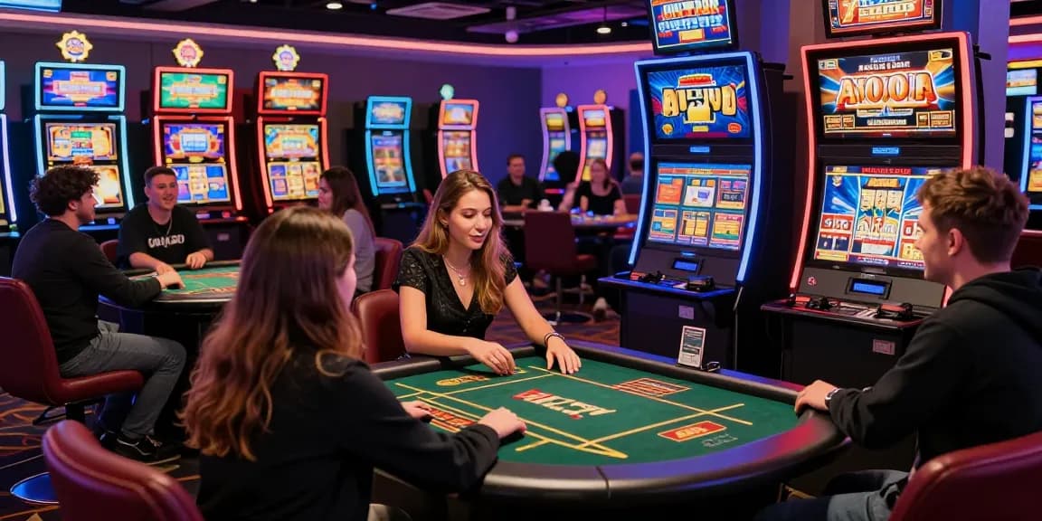 Players experiencing the excitement of a non UK casino with vibrant games and bonuses.