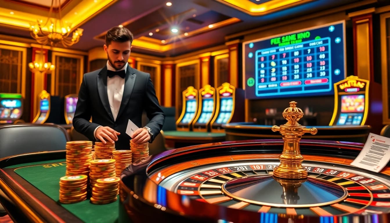 Vivez l'excitation du casino en ligne Français avec un croupier professionnel et des tables de jeu vibrantes.