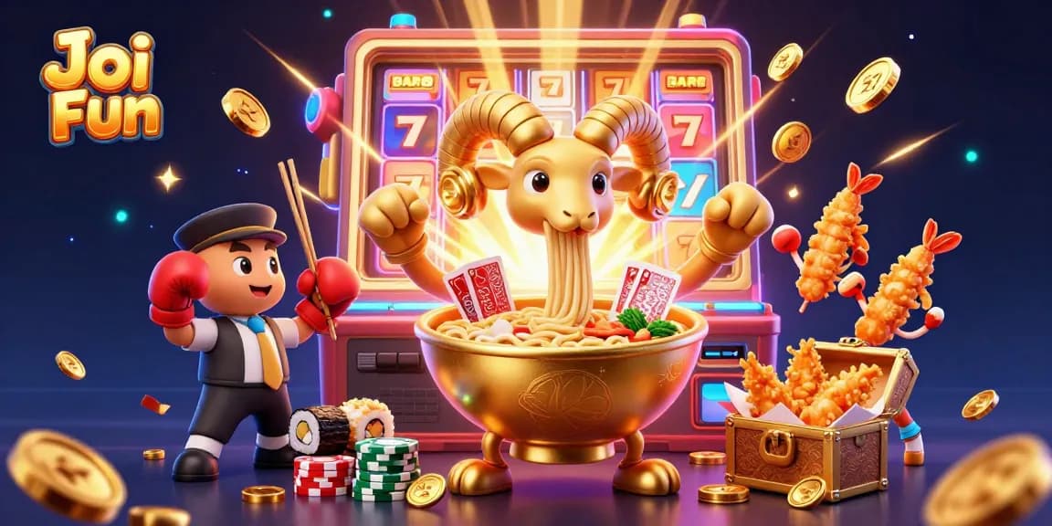 Engage in exciting Joi Fun gaming adventures with a vibrant 3D casino scene featuring dynamic characters and rich gameplay elements.