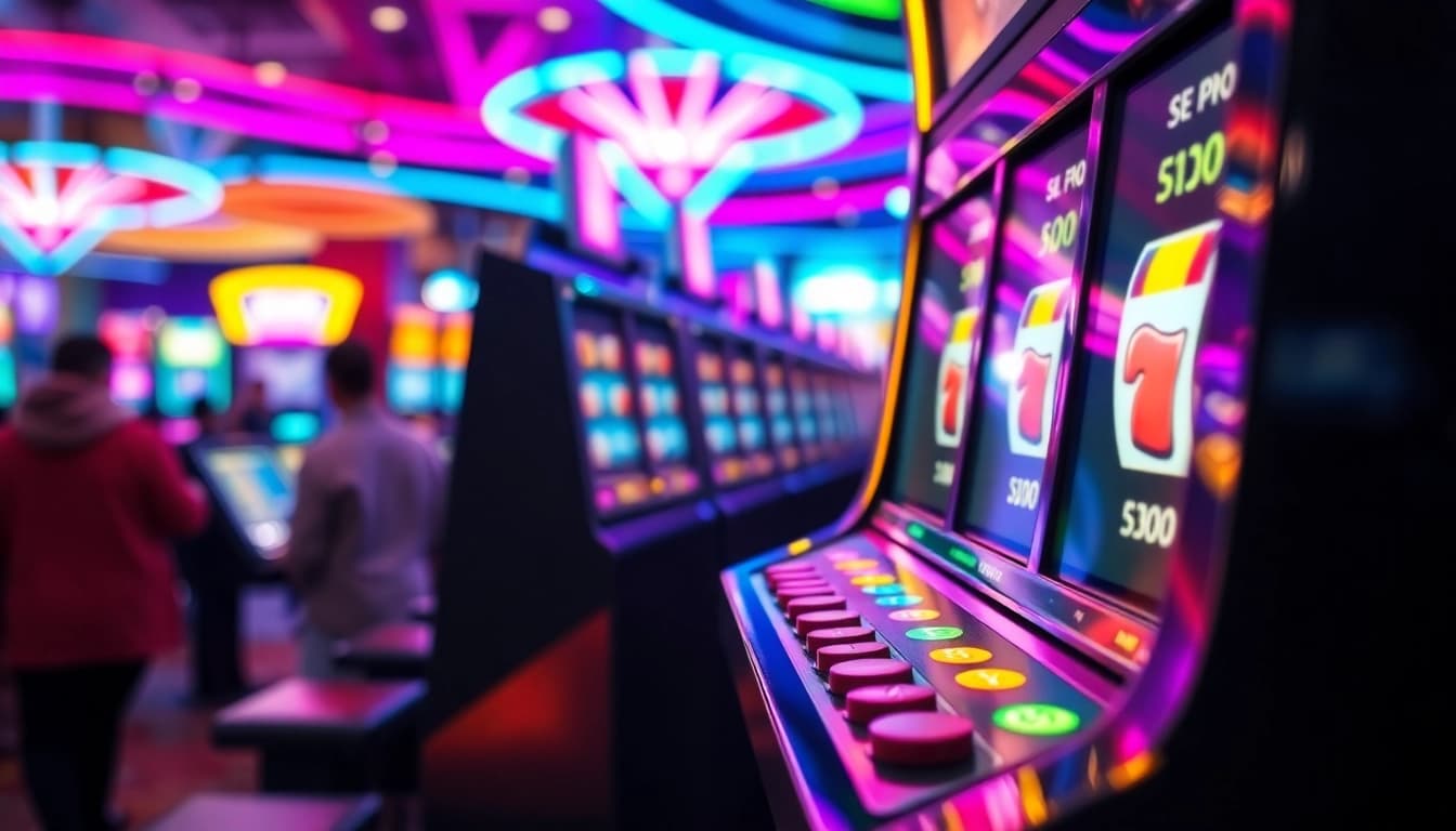 Menangkan situs slot777 dengan mesin slot yang penuh warna dan suasana kasino yang meriah.