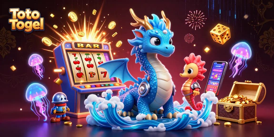Win big with Toto Togel as vibrant casino elements and mystical creatures come alive.