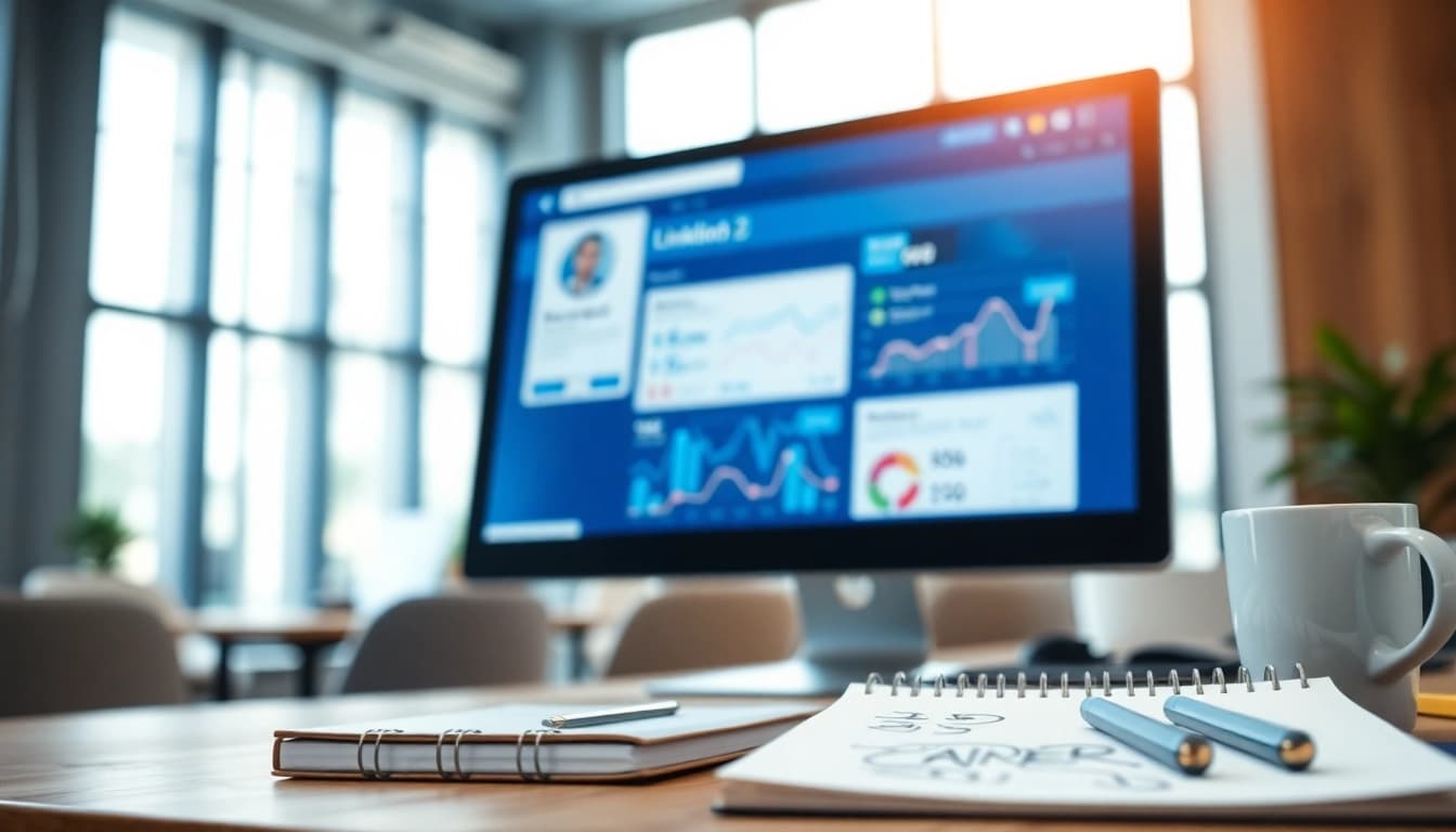 Extract emails from linkedin profiles using a digital marketing tool in a professional office setting.