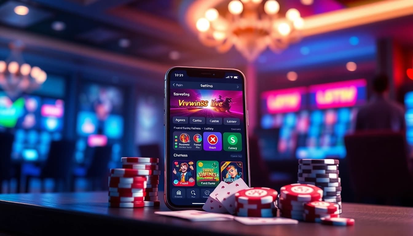 Engaging interface of vvvwin88.live showcasing online gaming options in a vibrant casino environment.