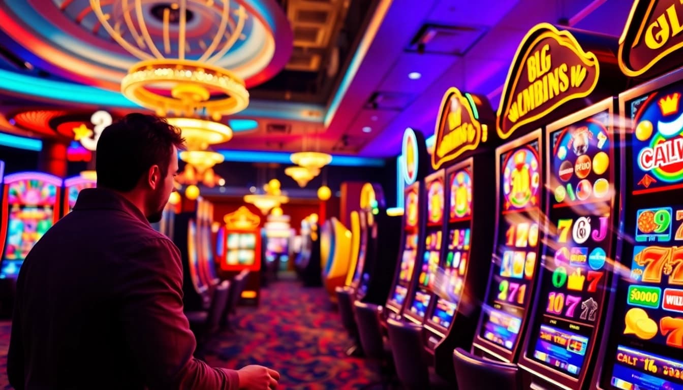 Mainkan Slot77 di mesin slot yang berkilauan dengan desain berwarna-warni dan animasi menarik.