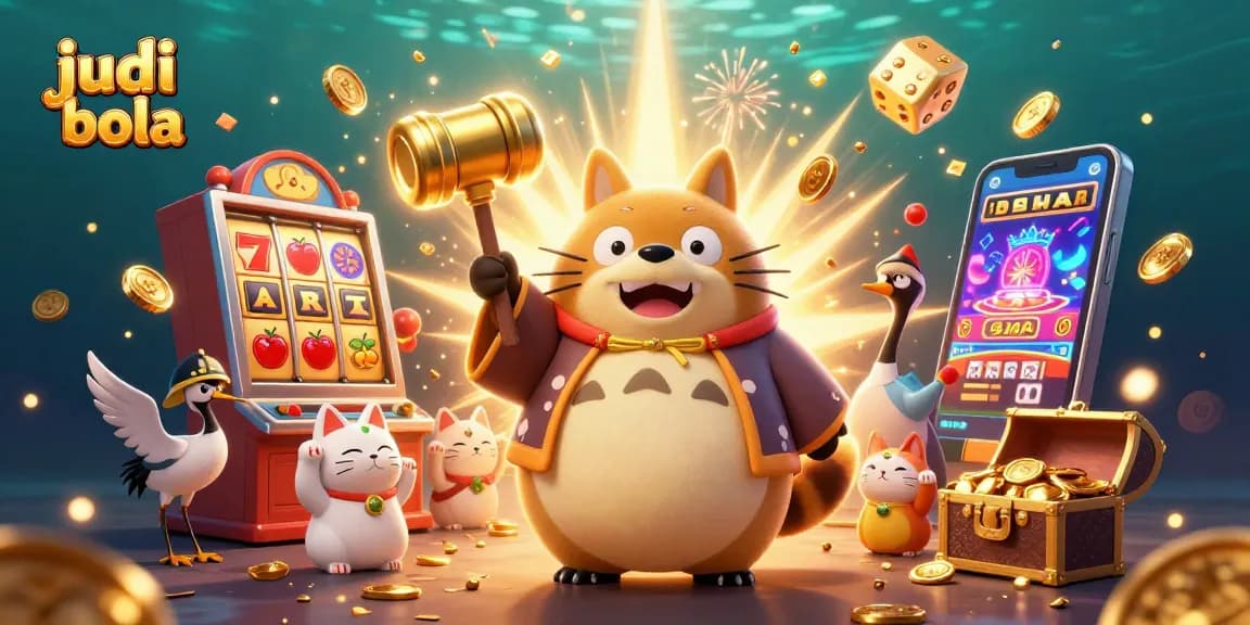 Engage in judi bola betting with vibrant characters and dynamic casino elements illustrating excitement.