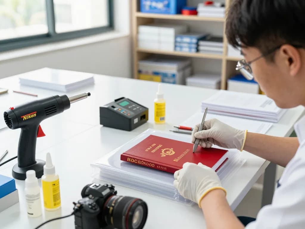 Bóc sổ đỏ ép plastic restoration process in a professional workshop.