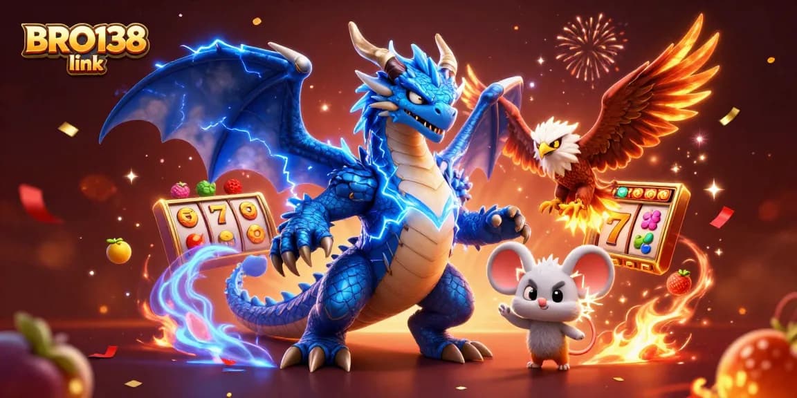 Experience the thrill of gaming on BRO138 link with vibrant slot reels and dynamic characters.