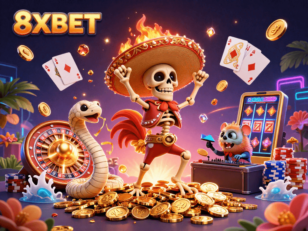 Experience thrilling moments at 8XBET with vibrant 3D casino action featuring exciting games and characters.