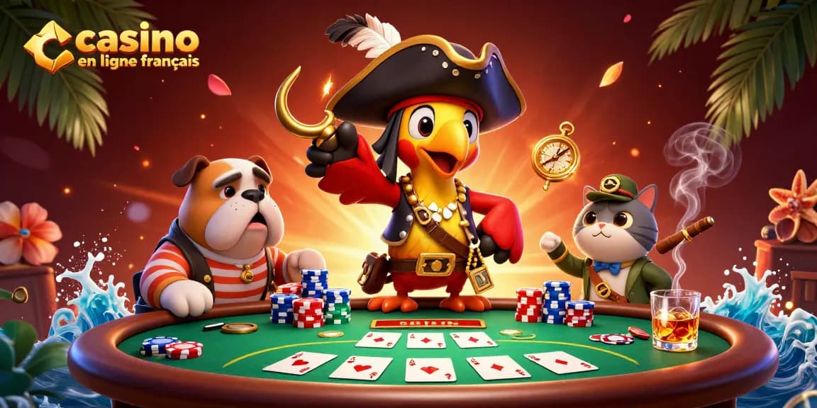Jouez à des jeux immersifs au meilleur casino en ligne français avec des pirates et des cartes.