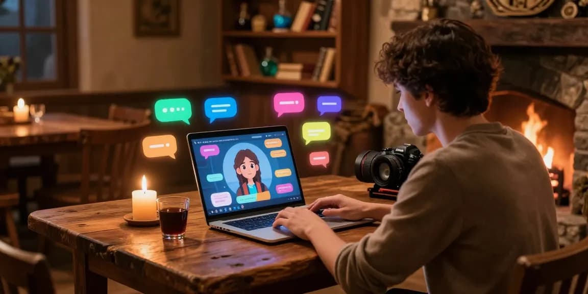 Tavern AI immersive chatting experience in a cozy virtual tavern.