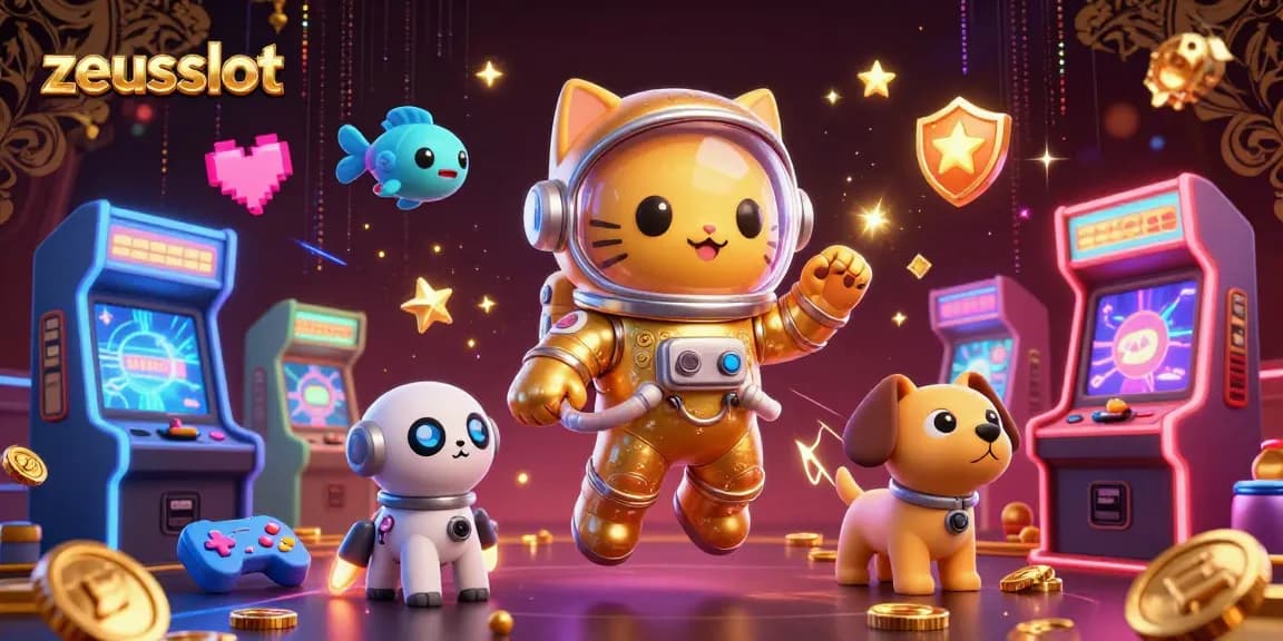 Experience zeusslot excitement with vibrant 3D characters and casino-themed elements.