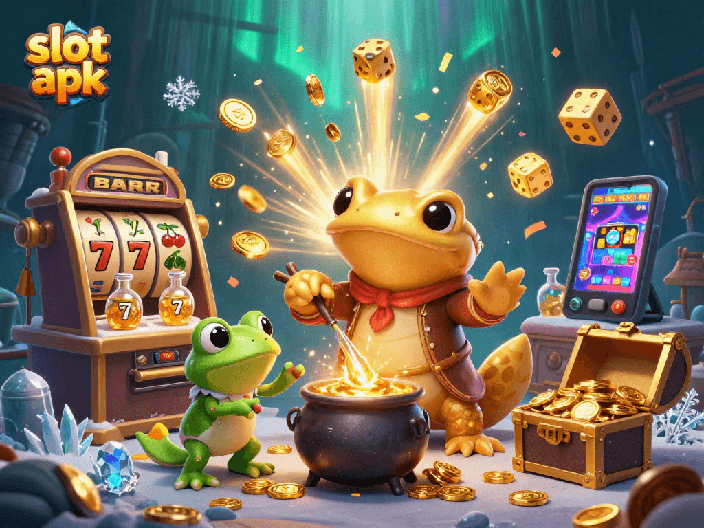 Experience the thrill of a jackpot burst with slot apk featuring golden salamanders and casino elements.
