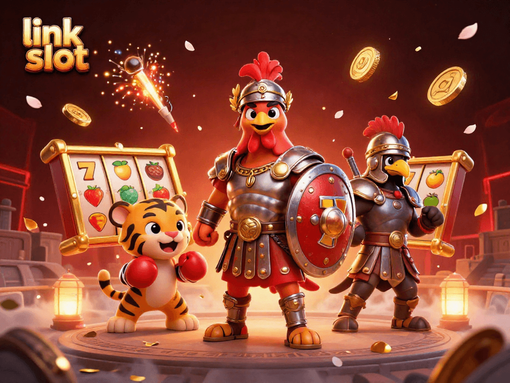 Engage with the link slot experience in a vibrant casino scene filled with dynamic game elements.
