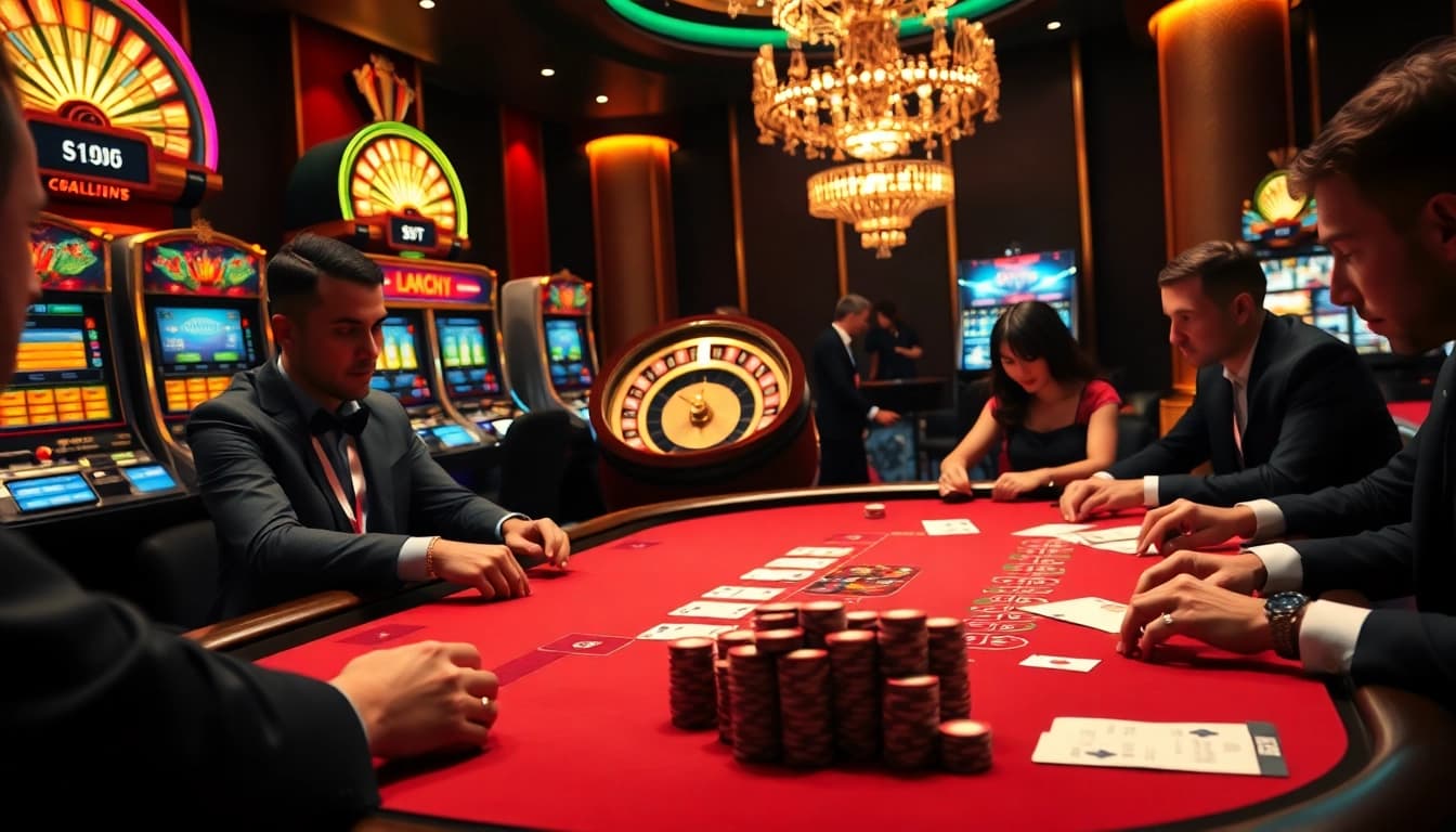 Vivez l'excitation d'un site de casino en ligne avec des joueurs à une table de jeu dynamique.