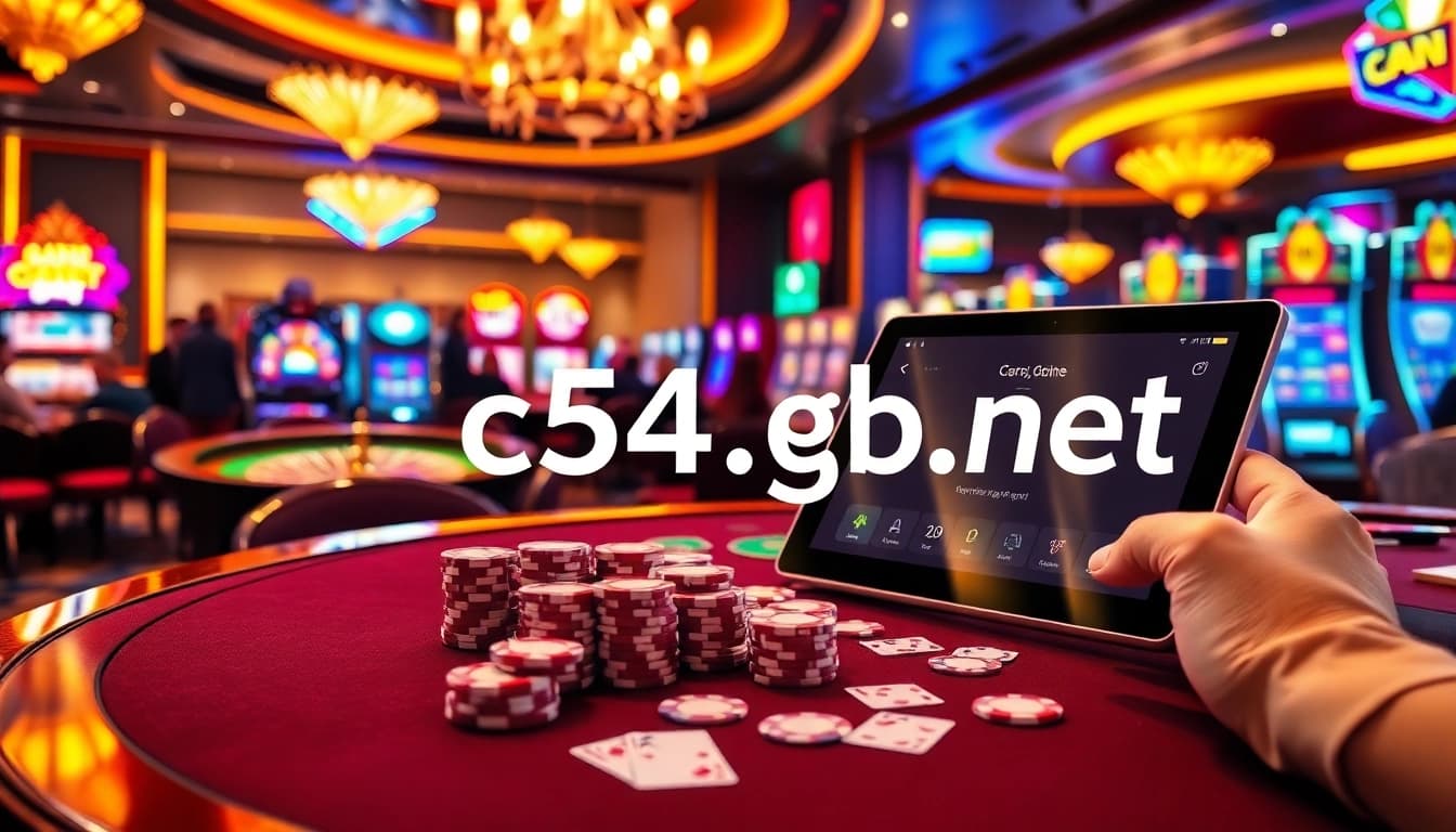 Players betting at a vibrant casino table featuring c54.gb.net gaming visuals.