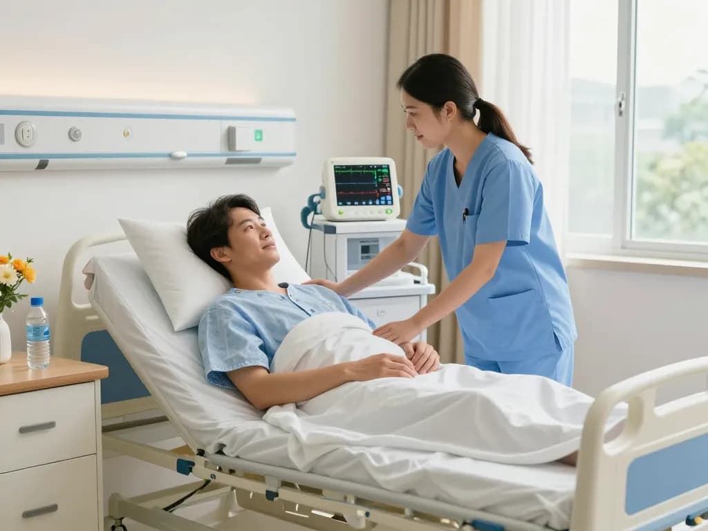 Comfortable giường bệnh nhân in a bright hospital room, enhancing patient care.