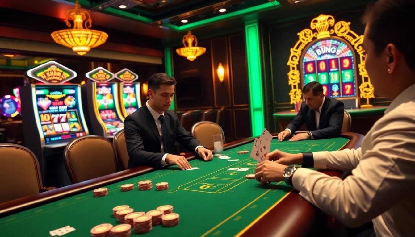 High-stakes poker action at 69vn.gb.net with vibrant chips and luxury ambiance.