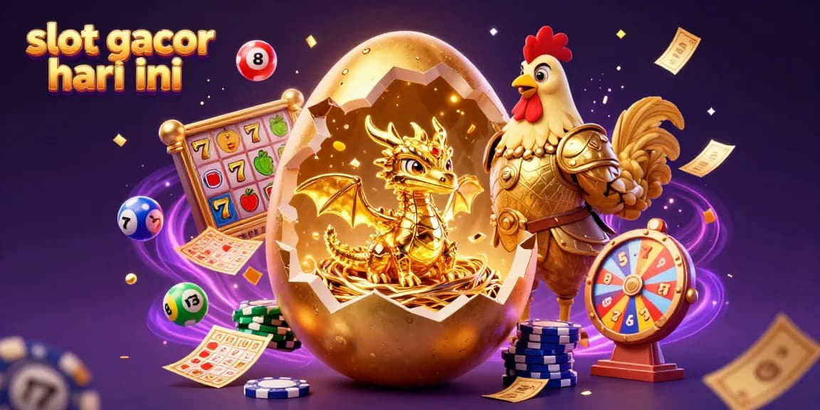 Experience the thrill of slot gacor hari ini with a magical scene featuring a golden dragon and lively casino elements.