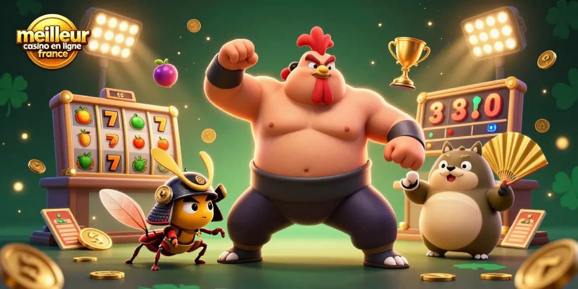 Vivez l'expérience du meilleur casino en ligne France avec une illustration animée captivante.