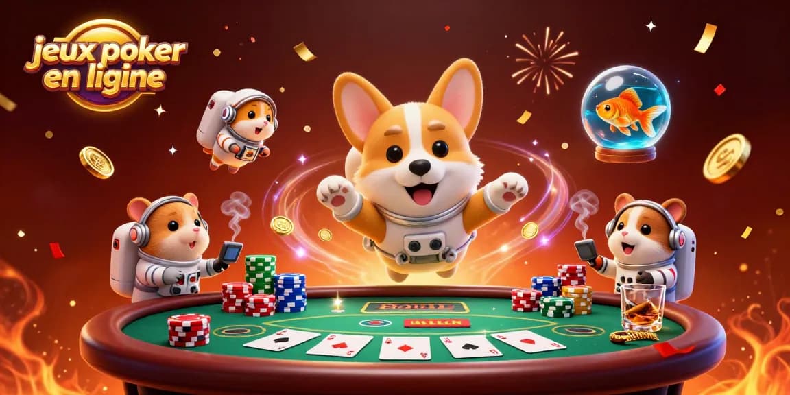 Jouez aux jeux poker en ligne avec des personnages fantastiques dans un casino spatial animé.