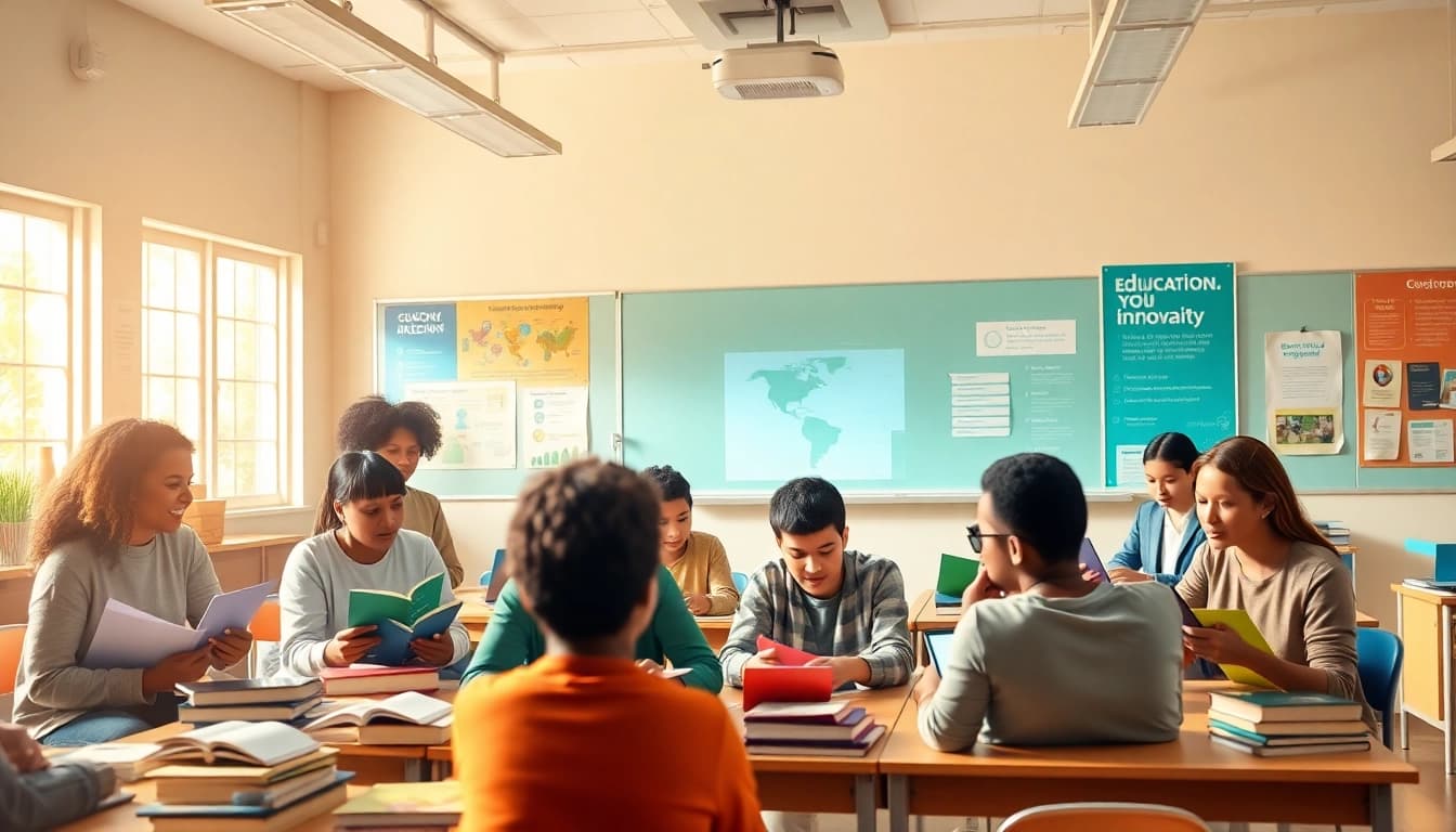 Engaging education scene illustrating diversity and innovation in learning environments