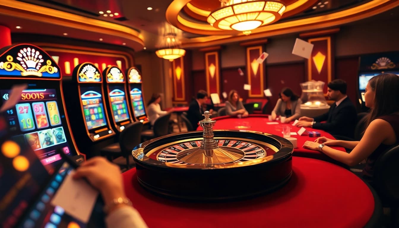 site de casino en ligne engageant avec des machines à sous vibrantes et une roulette polie.