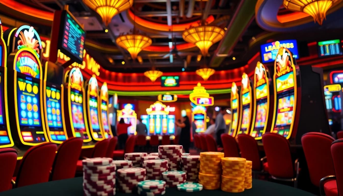 Experience the thrill of slot pragmatic play in a luxurious casino with vibrant slot machines.