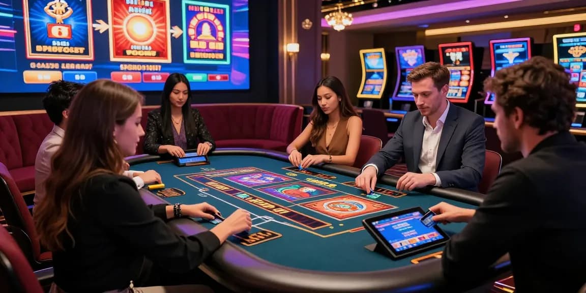 Players enjoying a lively online casino experience, featuring casinos that accept credit cards for deposits.