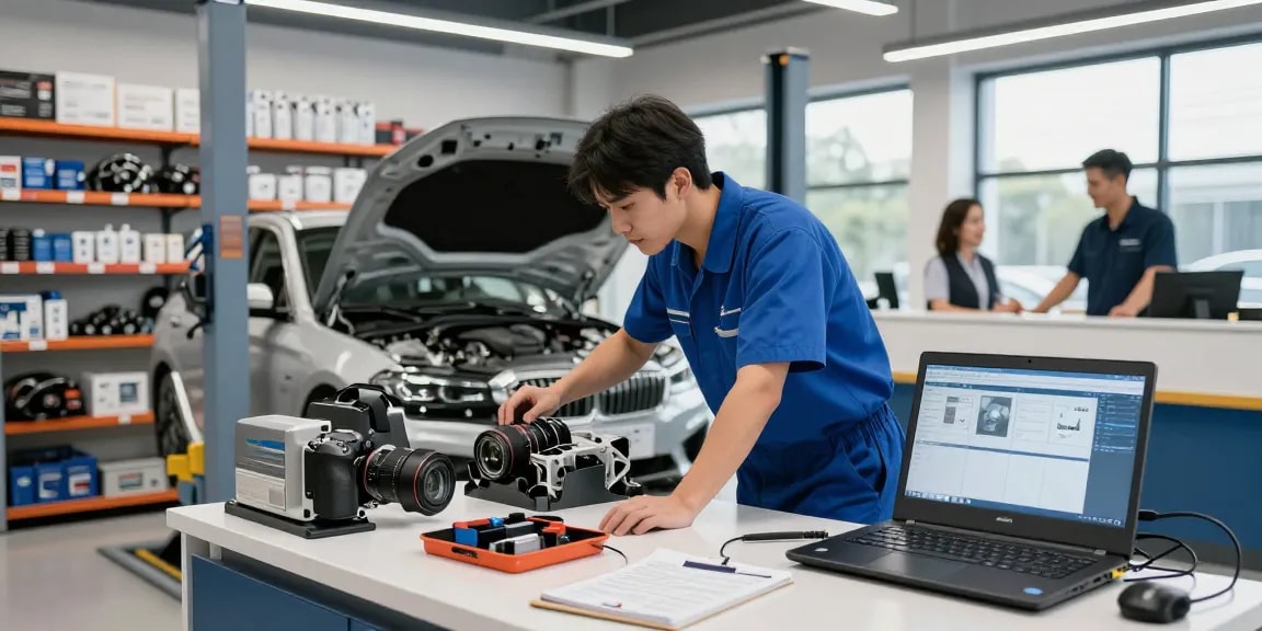 Professioneller BMW Werkstatt in Hannover mit Fachtechnikern bei der Motorinspektion