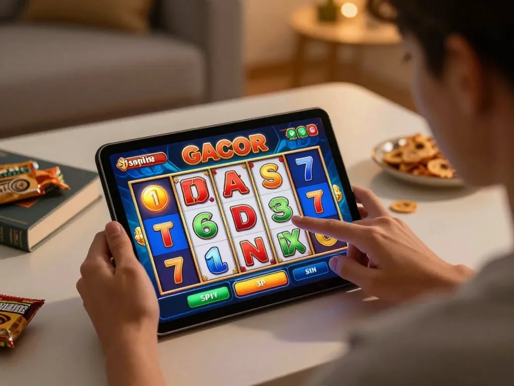 Experience exciting online slot gacor gameplay with colorful reels and a cozy atmosphere.