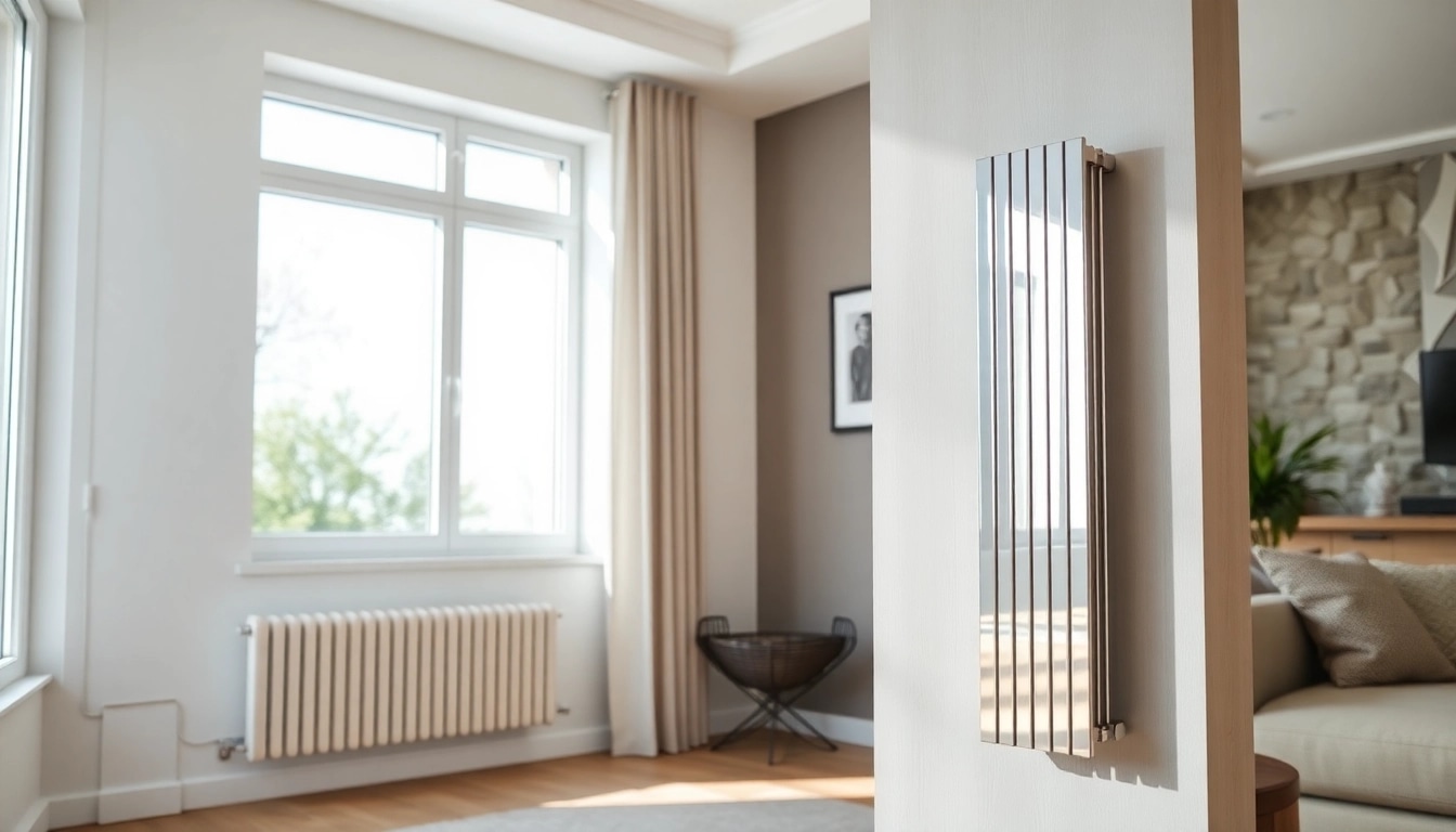 Heizkörper in einem modernen Wohnzimmer, strahlt Komfort und Eleganz aus.