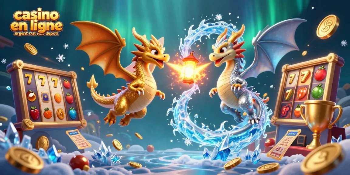 Découvrez le casino en ligne argent réel sans dépôt avec des dragons dorés et argentés au cœur d'un monde dynamique.