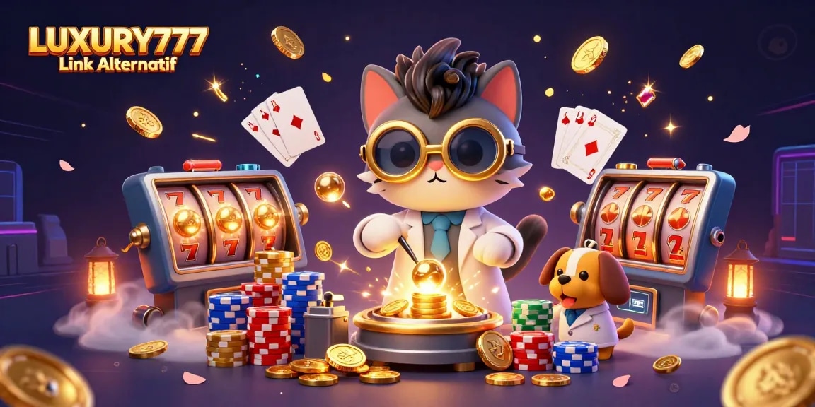 Menangkan jackpot dengan LUXURY777 Link Alternatif yang menampilkan karakter 3D kasino yang menarik.