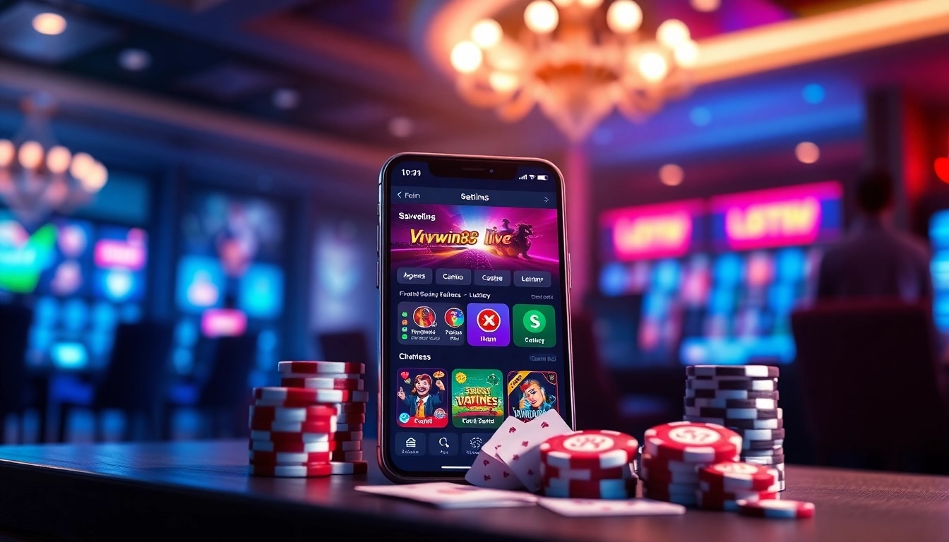 Engaging interface of vvvwin88.live showcasing online gaming options in a vibrant casino environment.