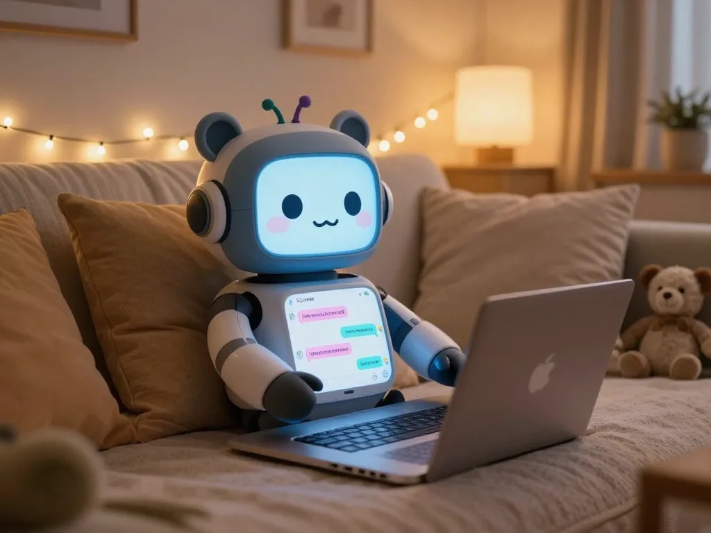 Intimate environment showcasing NSFW AI chat on a glowing laptop, playful atmosphere.