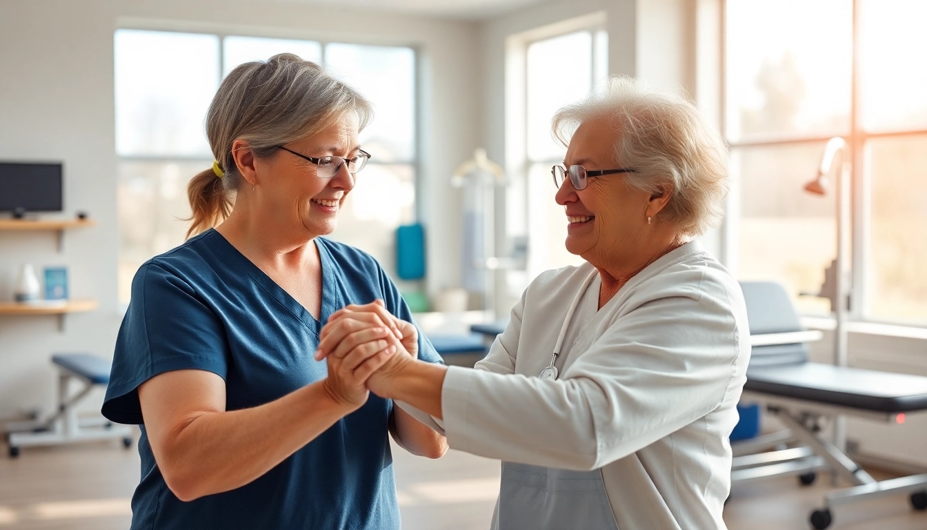 Physiotherapist providing expert care in senior physiotherapy edmonton clinic.