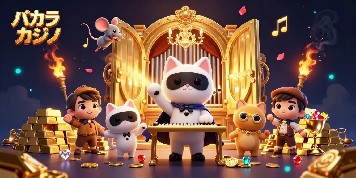 バカラ カジノをテーマにしたキャラクターたちが豪華な雰囲気を演出しています。