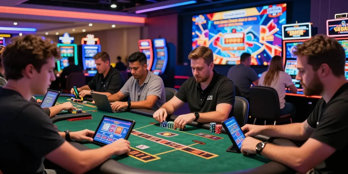Exciting gaming environment at credit card casinos UK showcasing players engaged at live dealer tables, with vibrant decor and promotional offers visible, exploring the best at https://mvc.org.uk.