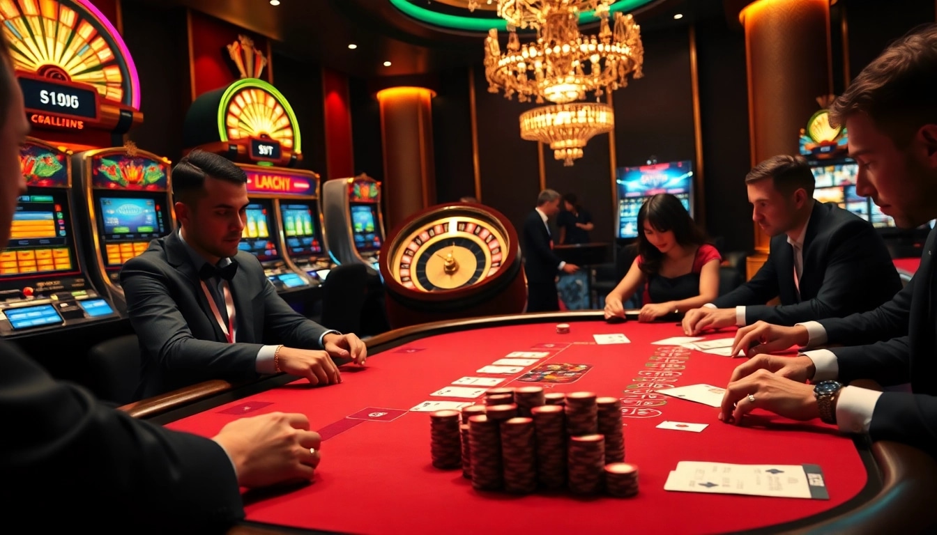 Vivez l'excitation d'un site de casino en ligne avec des joueurs à une table de jeu dynamique.