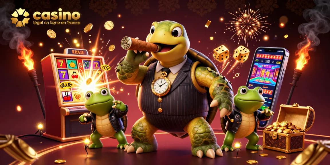 Profitez d'une expérience de jeu avec casino légal en ligne en France près d'une machine à sous aux symboles éclatants.