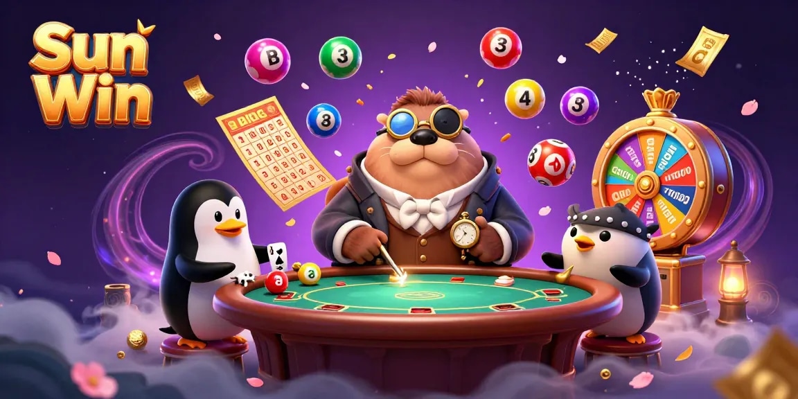 Experience thrilling gameplay at Sun Win with dynamic lottery elements and vibrant underwater characters.