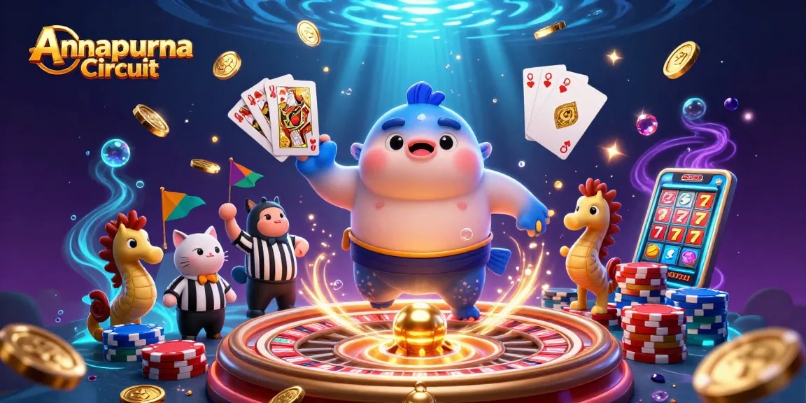 Annapurna Circuit showcases an underwater casino scene featuring a fugu champion and lively game elements, generating a thrilling atmosphere.