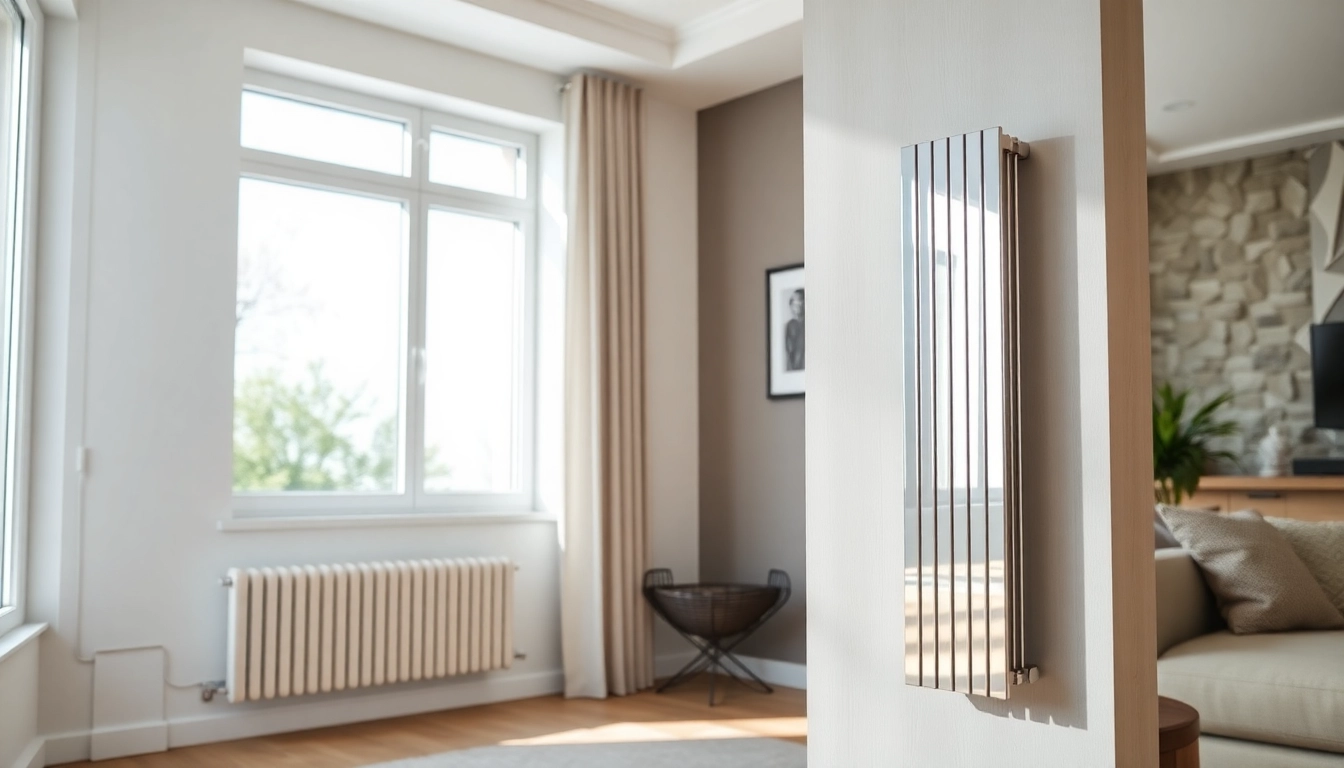 Heizkörper in einem modernen Wohnzimmer, strahlt Komfort und Eleganz aus.