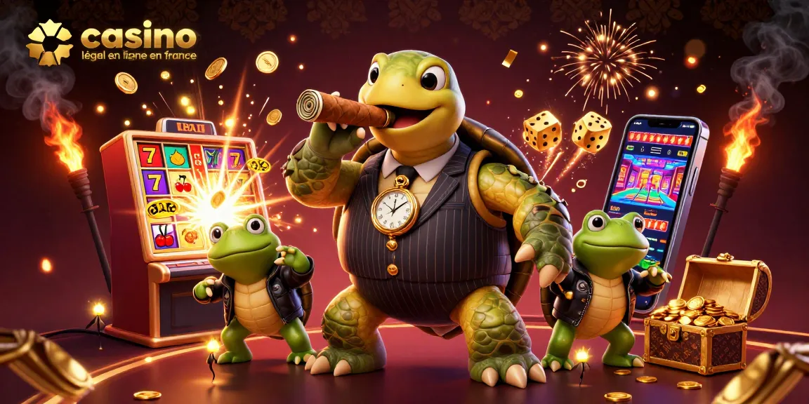 Profitez d'une expérience de jeu avec casino légal en ligne en France près d'une machine à sous aux symboles éclatants.