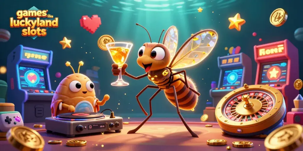 Play exciting games like luckyland slots with our vibrant casino-themed illustration.