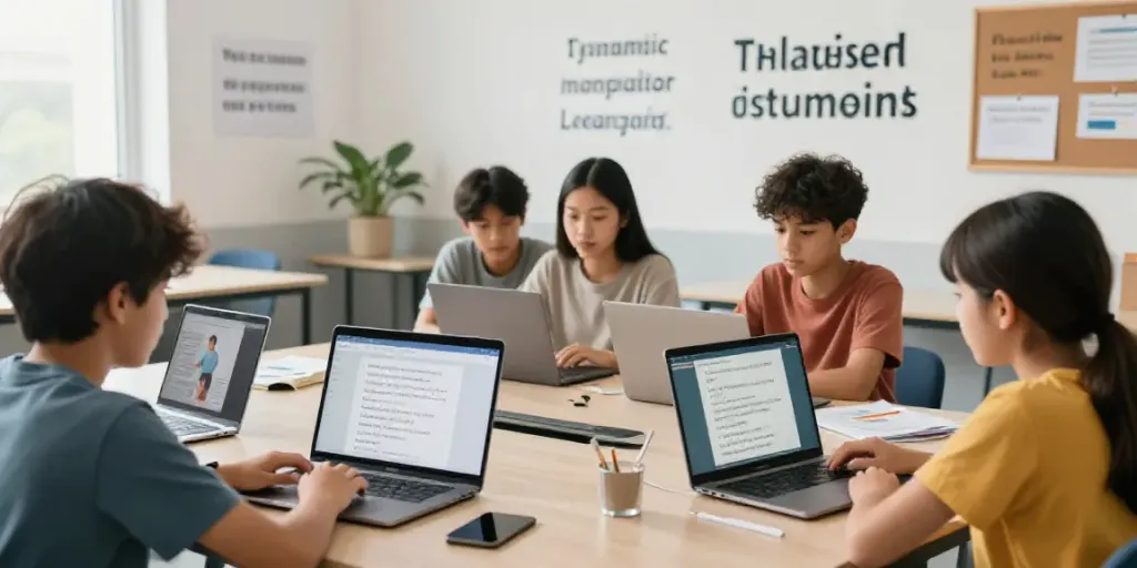 Engaged students learning languages online with Situs toto resources in a bright, interactive environment.