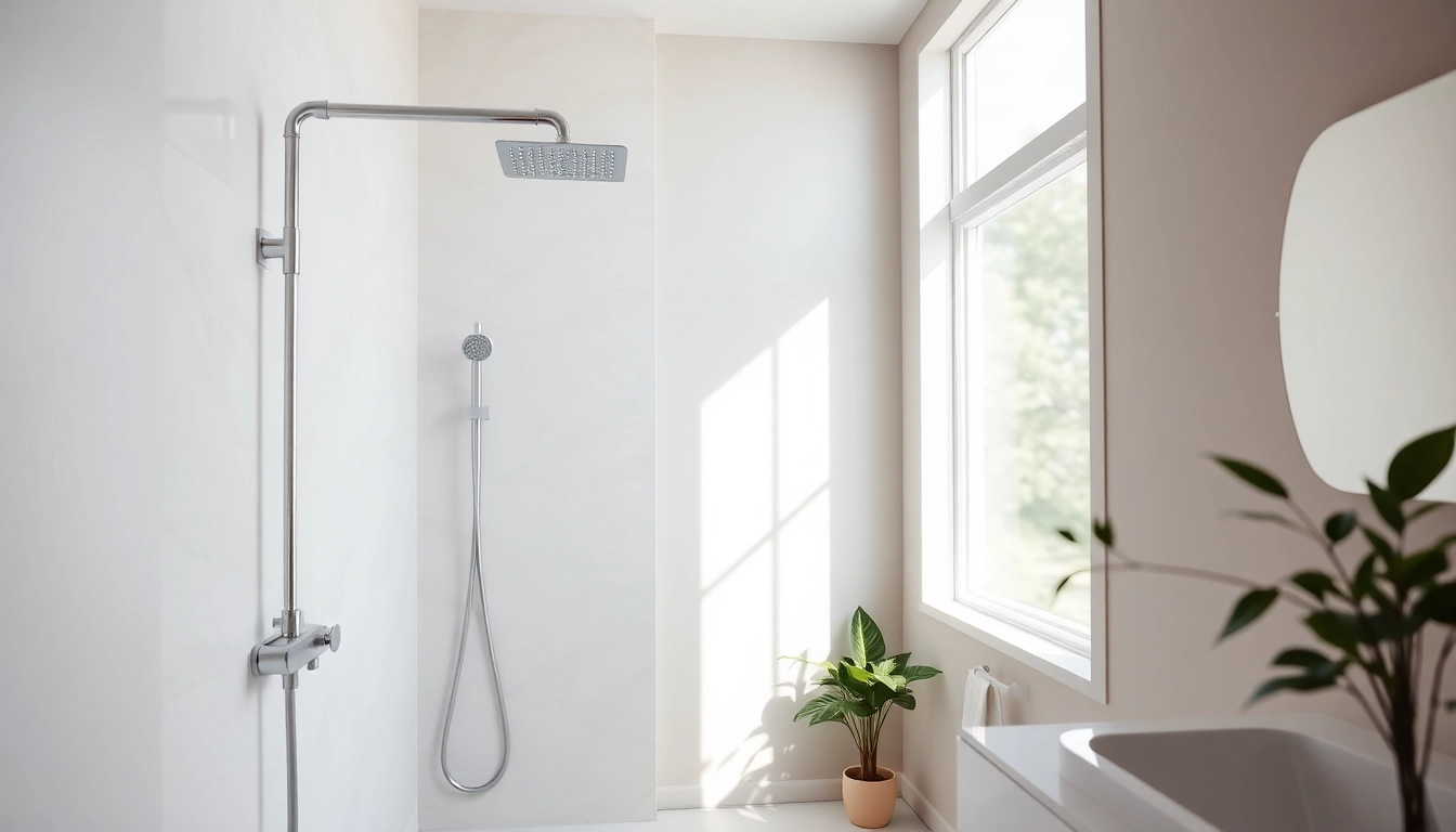 Transform your space with a sunny shower USA installation showcasing sleek bathroom aesthetics.