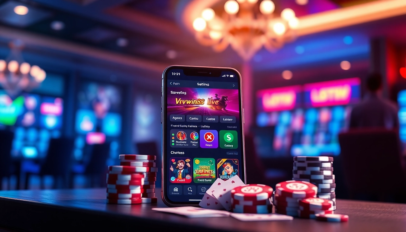 Engaging interface of vvvwin88.live showcasing online gaming options in a vibrant casino environment.